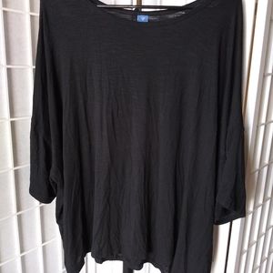 2X Womens Old Navy Black Loose Oversized Luxe T Shirt Spandex